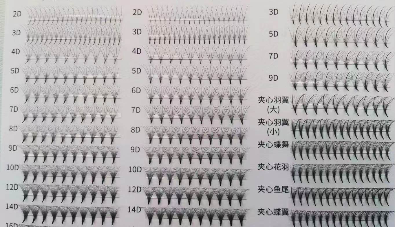 Cils en éventail préfabriqués, 3d, 4d, 5d, 6d, 7d, 8d, 9d, 10d, tige courte