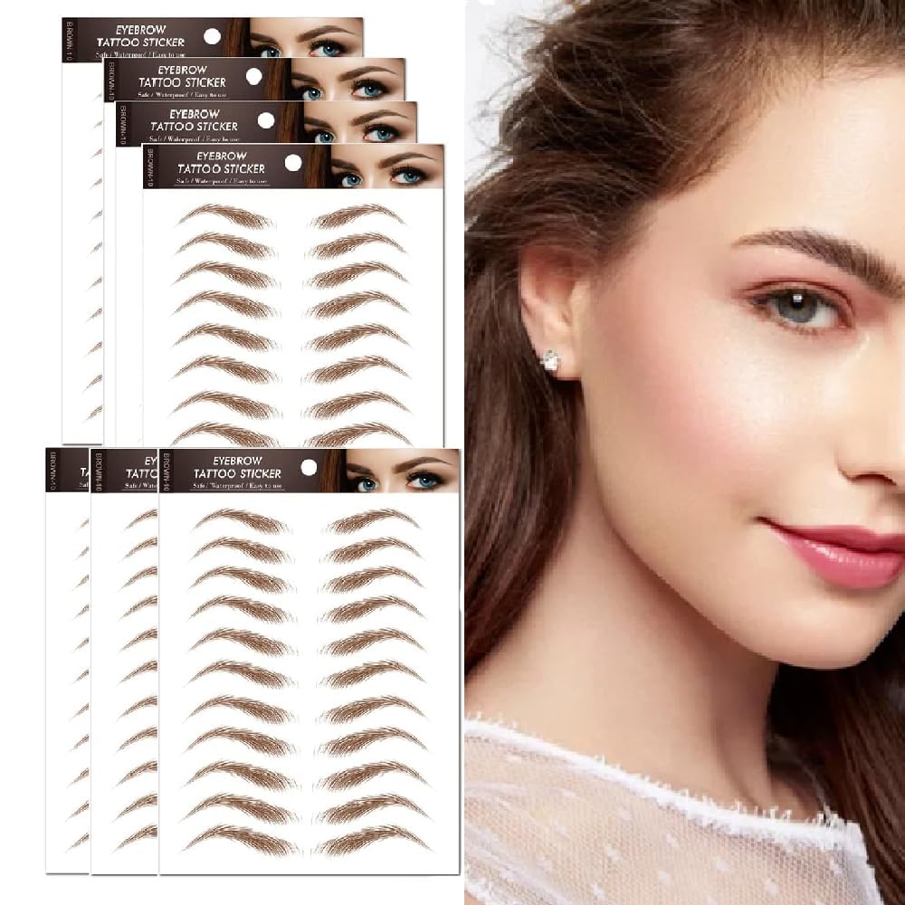 Obtenir des sourcils parfaitement formés avec un tatouage de sourcils 4D et un autocollant de maquillage pour faux sourcils