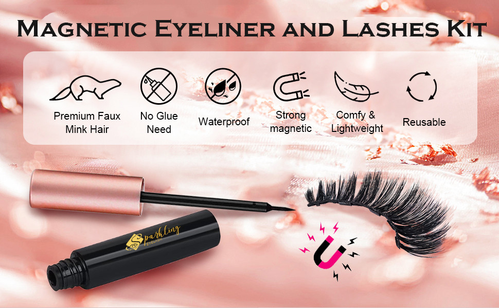 Embrassez votre belle personne avec des cils en faux vison 5D et des cils magnétiques avec eye-liner