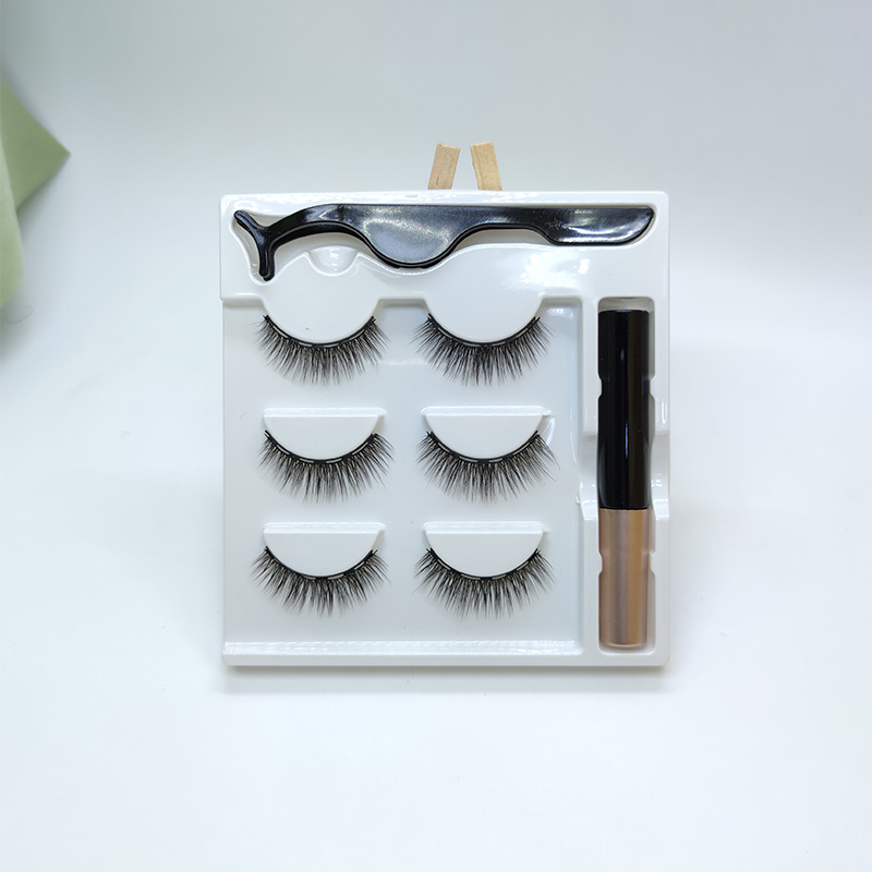 Kit de 3 paires de cils magnétiques avec applicateur de pincettes