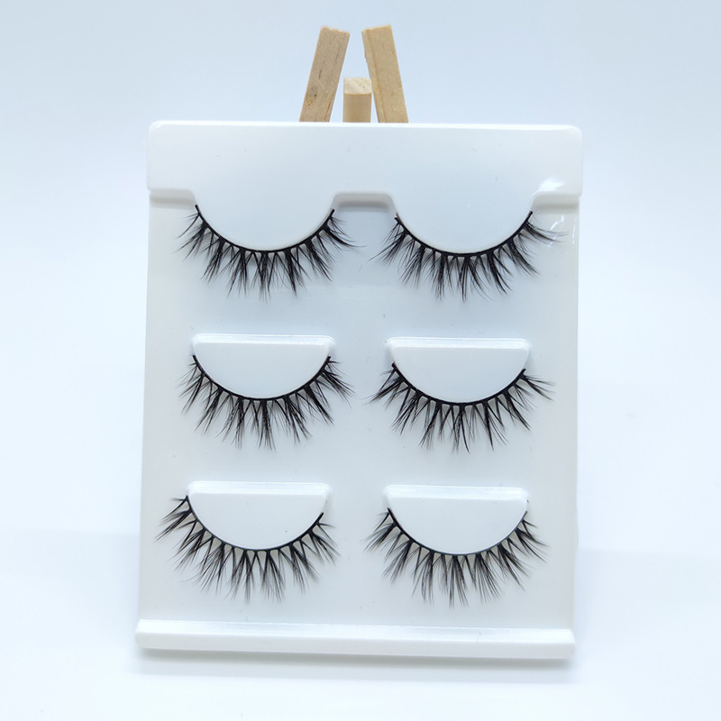 Lot de 3 paires de faux cils en soie 3D en faux vison de luxe