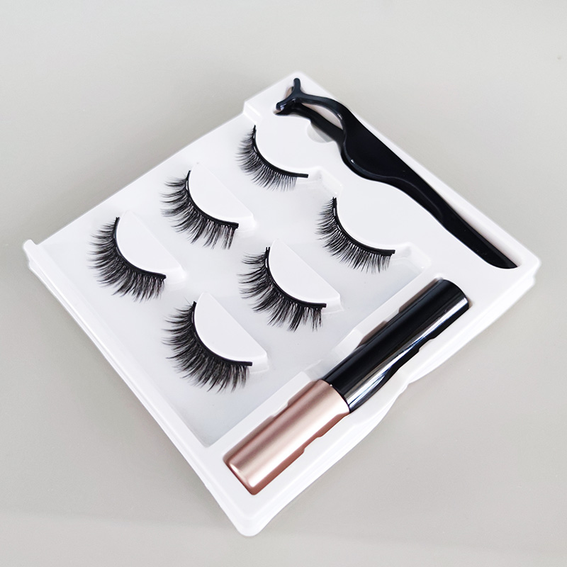 Cils magnétiques 3D aspect naturel avec eye-liner et pince à épiler
