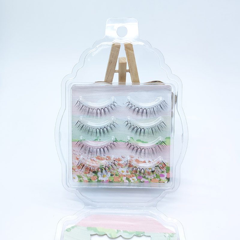4 paires de faux cils aspect naturel bande croisée bande transparente 5-7mm cils croisés JK1