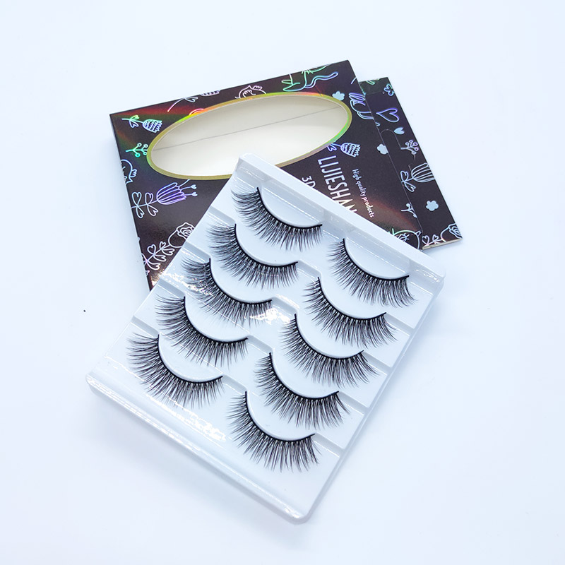 5 paires de cils en faux vison 3D faits à la main Volume cils dramatiques moelleux