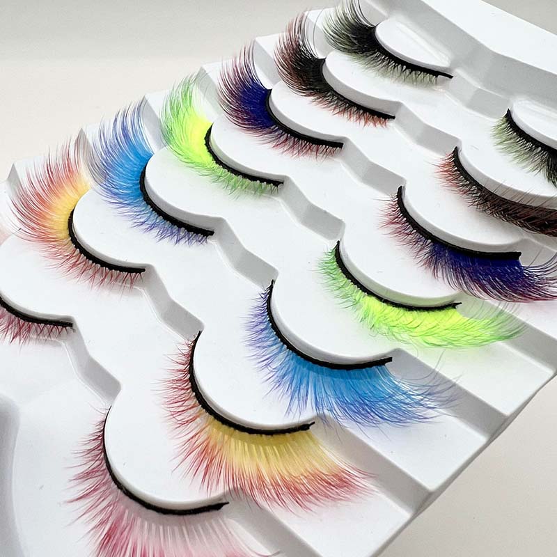 Lot de 7 paires de faux cils couleur œil de chat