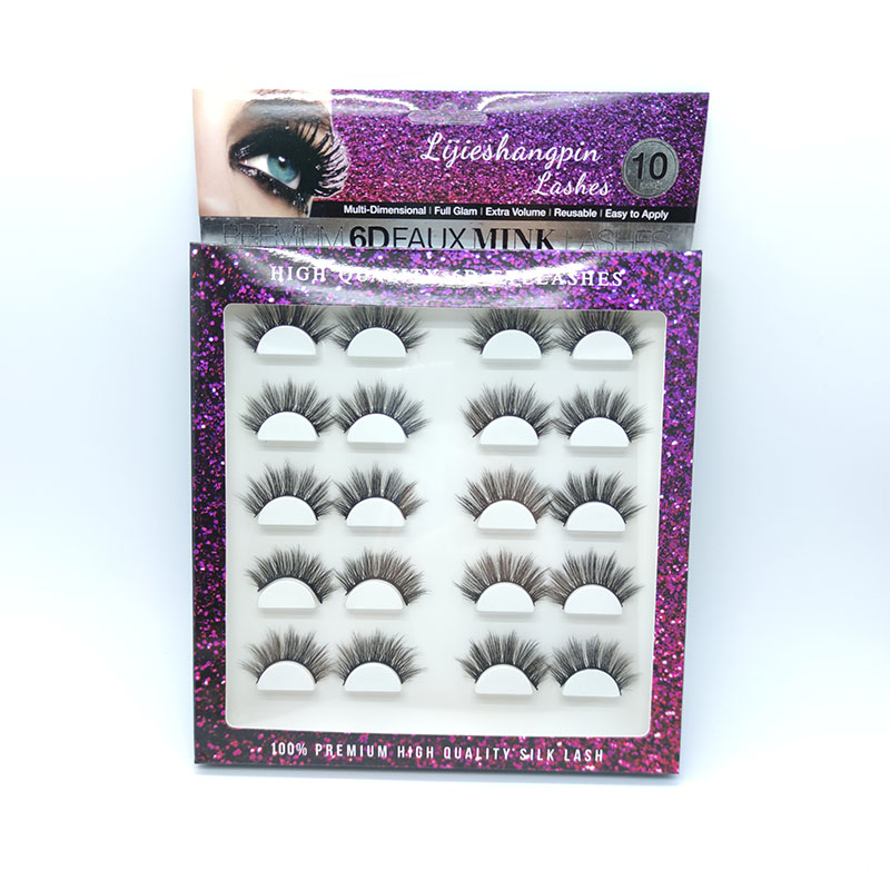 Cils en soie de luxe naturels 100% faits à la main 10 paires de faux cils en vison 5D